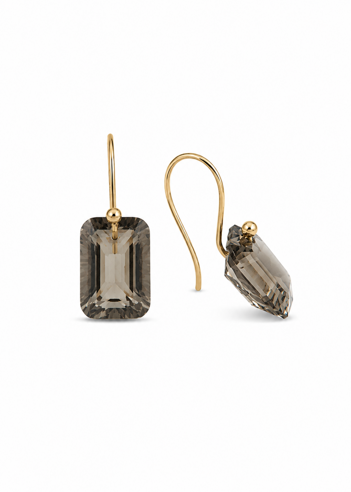 Smoky Topaz Drop Earrings – 14K Gold
