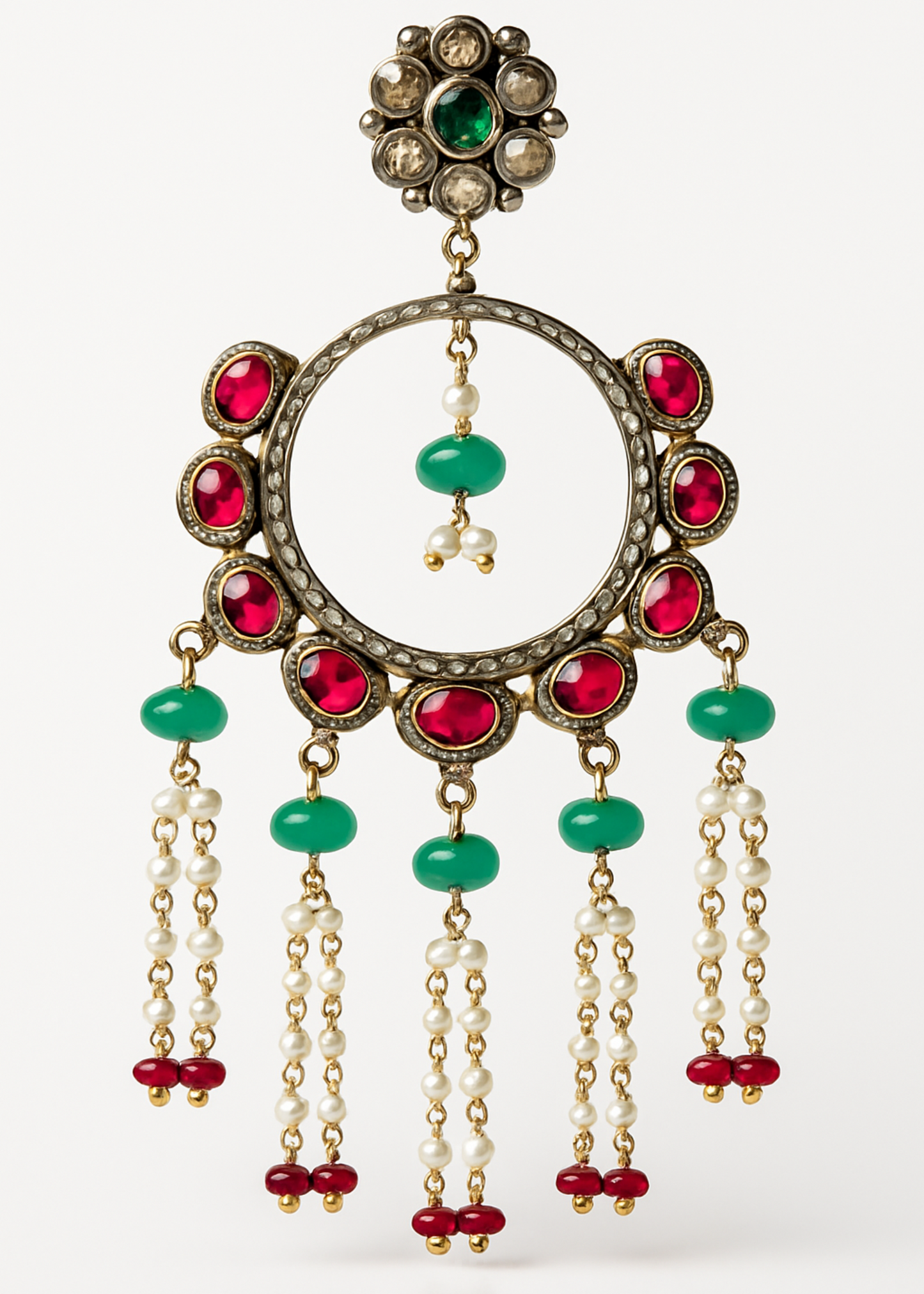 Mughal Polki Chandbali Earrings