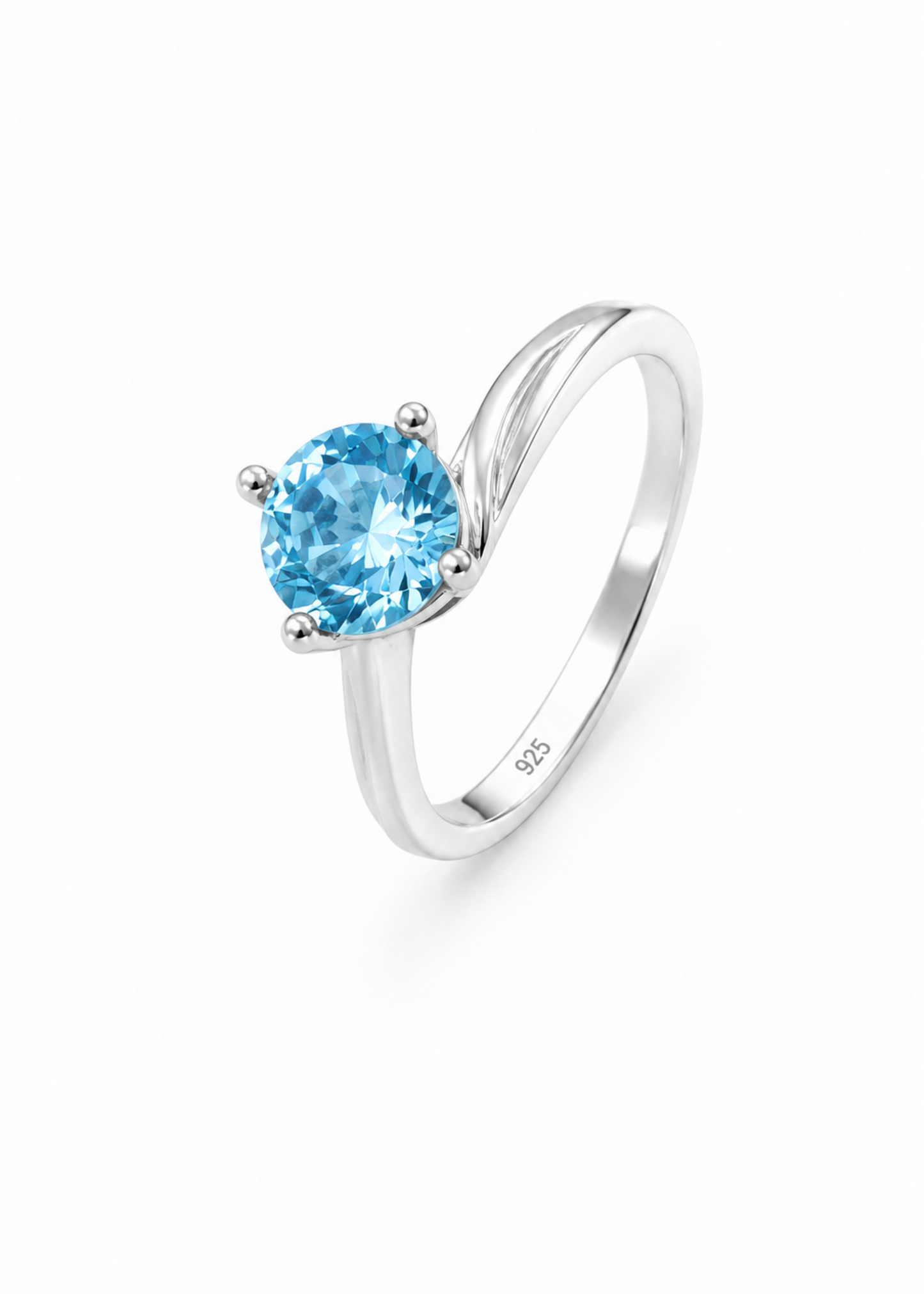 Blue Moissanite-925 Sterlıng Sılver