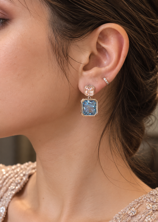 Blue Duo Drop-925 Sterling Silver
