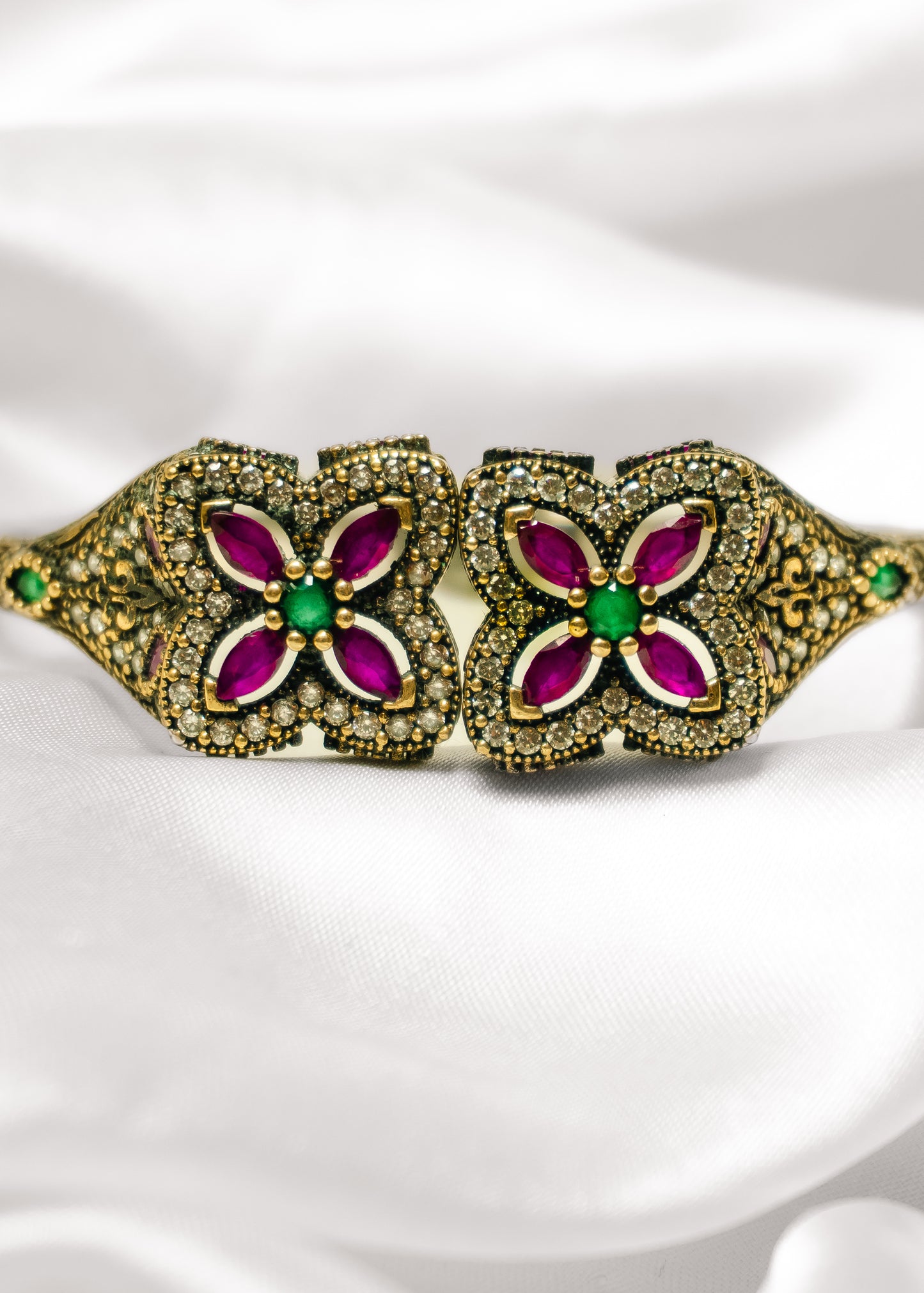 Floral Double Motif -925 Silver Bangle