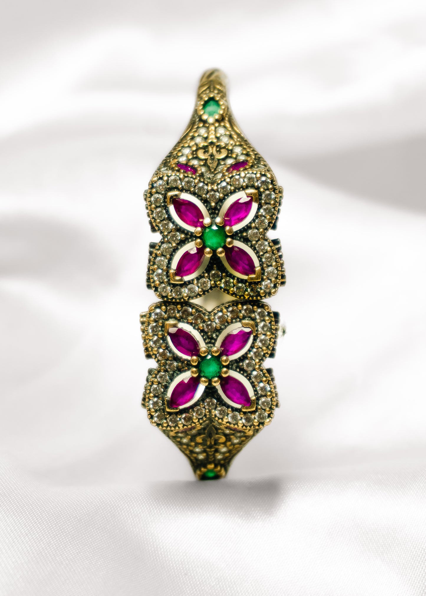 Floral Double Motif -925 Silver Bangle