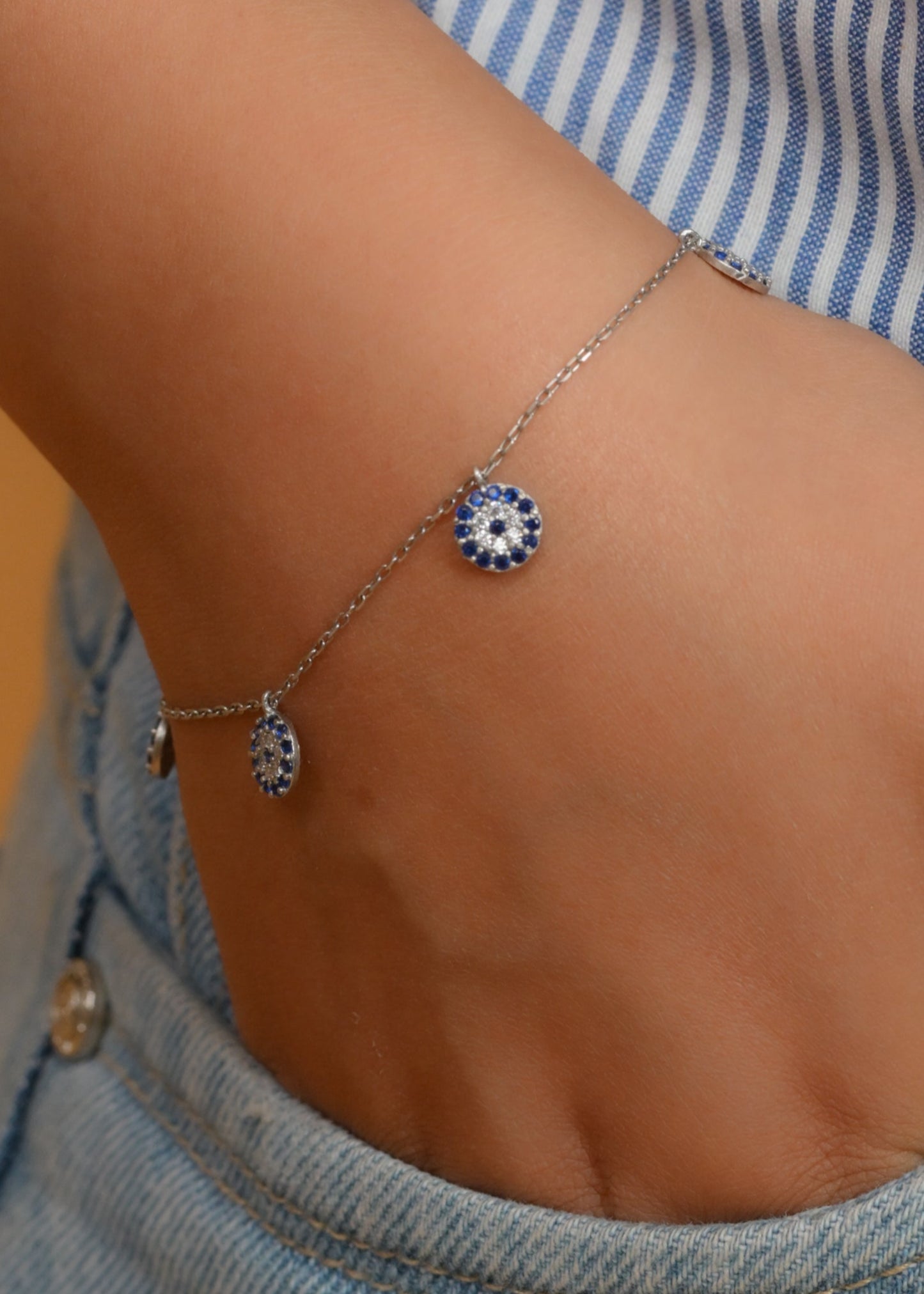 Evil Eye Charm Bracelet-925 Sterling Silver