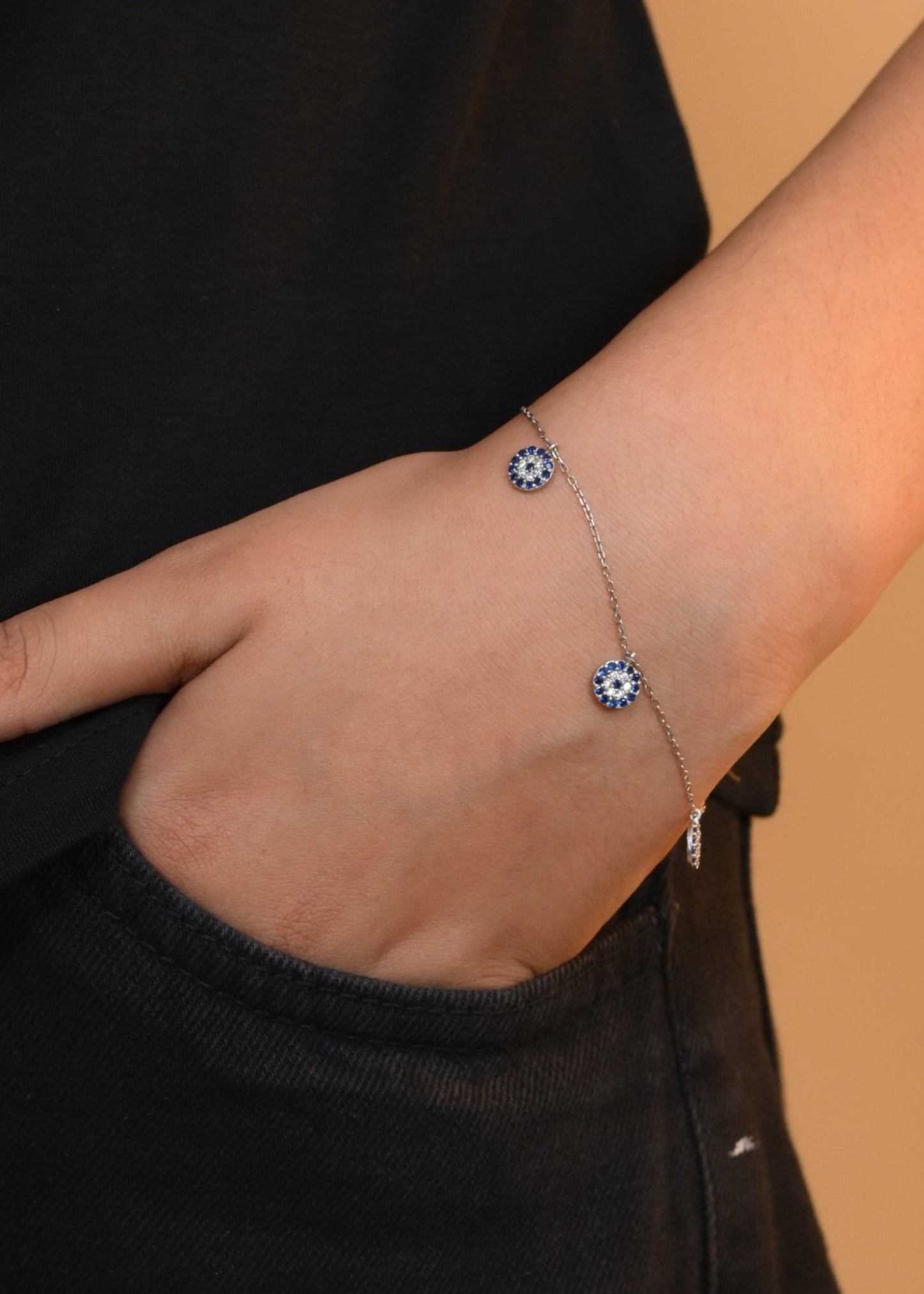 Evil Eye Charm Bracelet-925 Sterling Silver