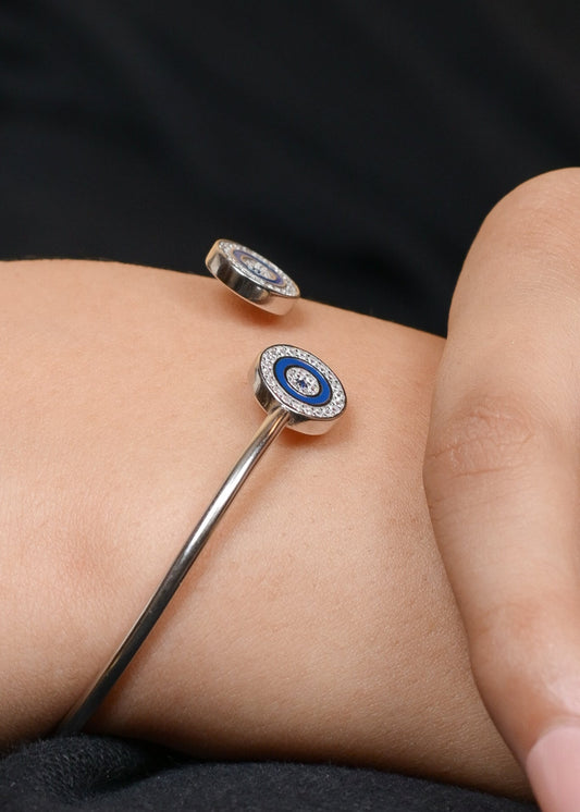 Evil Eye Cuff- 925 Sterling Silver