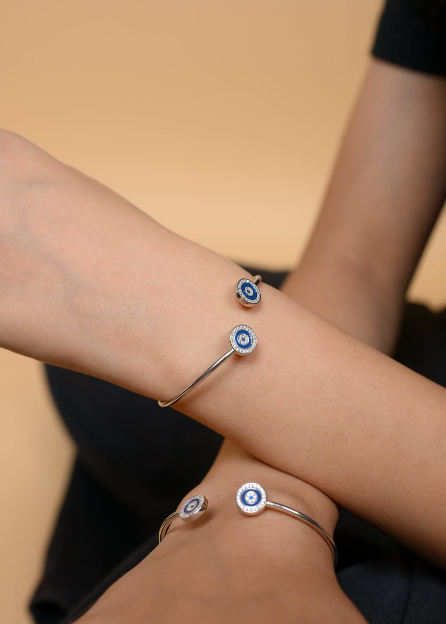 Evil Eye Cuff- 925 Sterling Silver