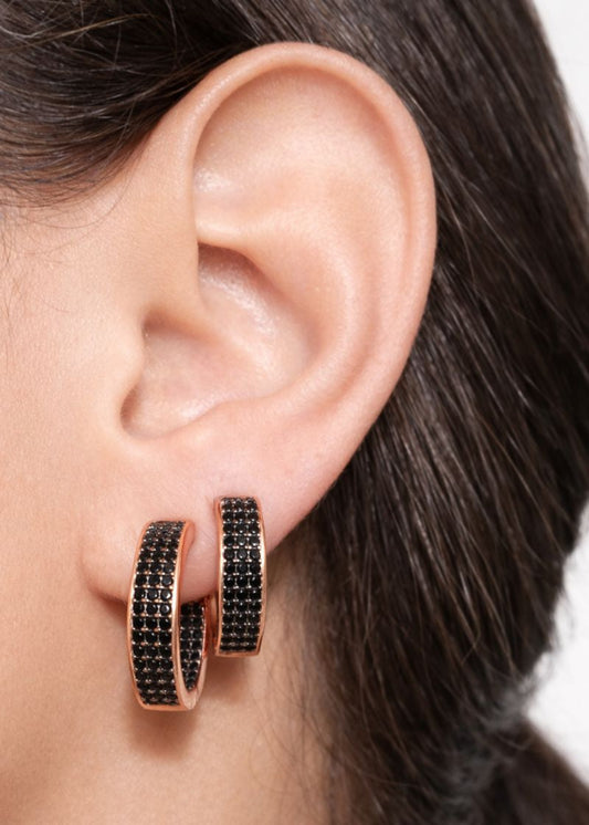 Noir Pavé Huggie-925 Sterling Silver