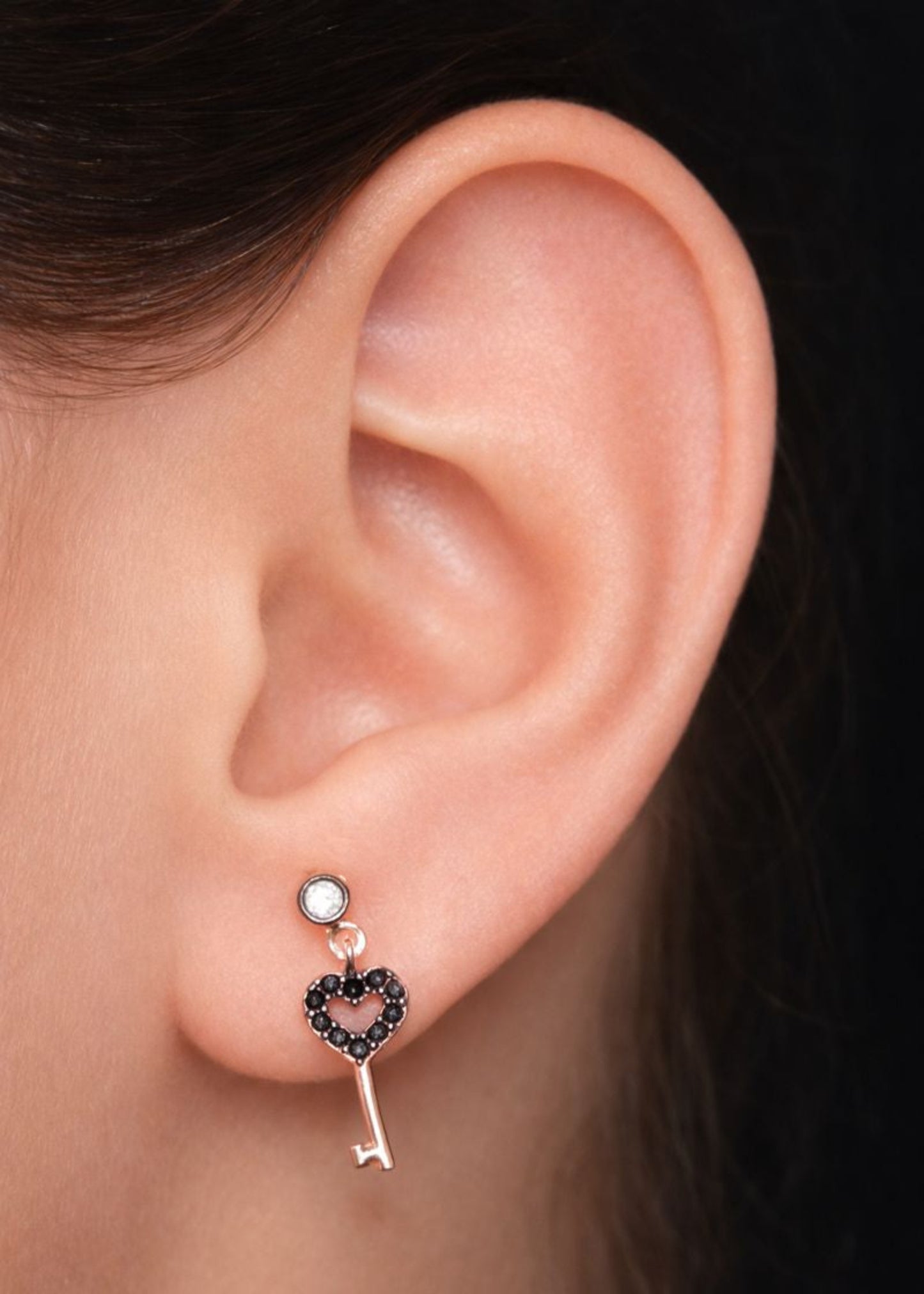 Heart Key Crystal-925 Sterling Silver