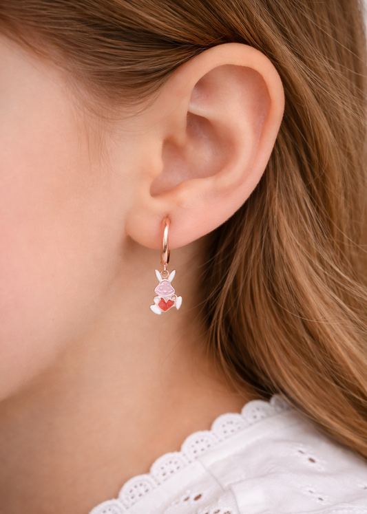 Red Bunny Hoop-925 Sterling Silver