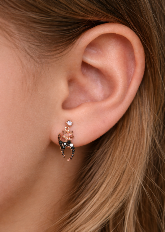 Black Cat Earring-925 Sterling Silver