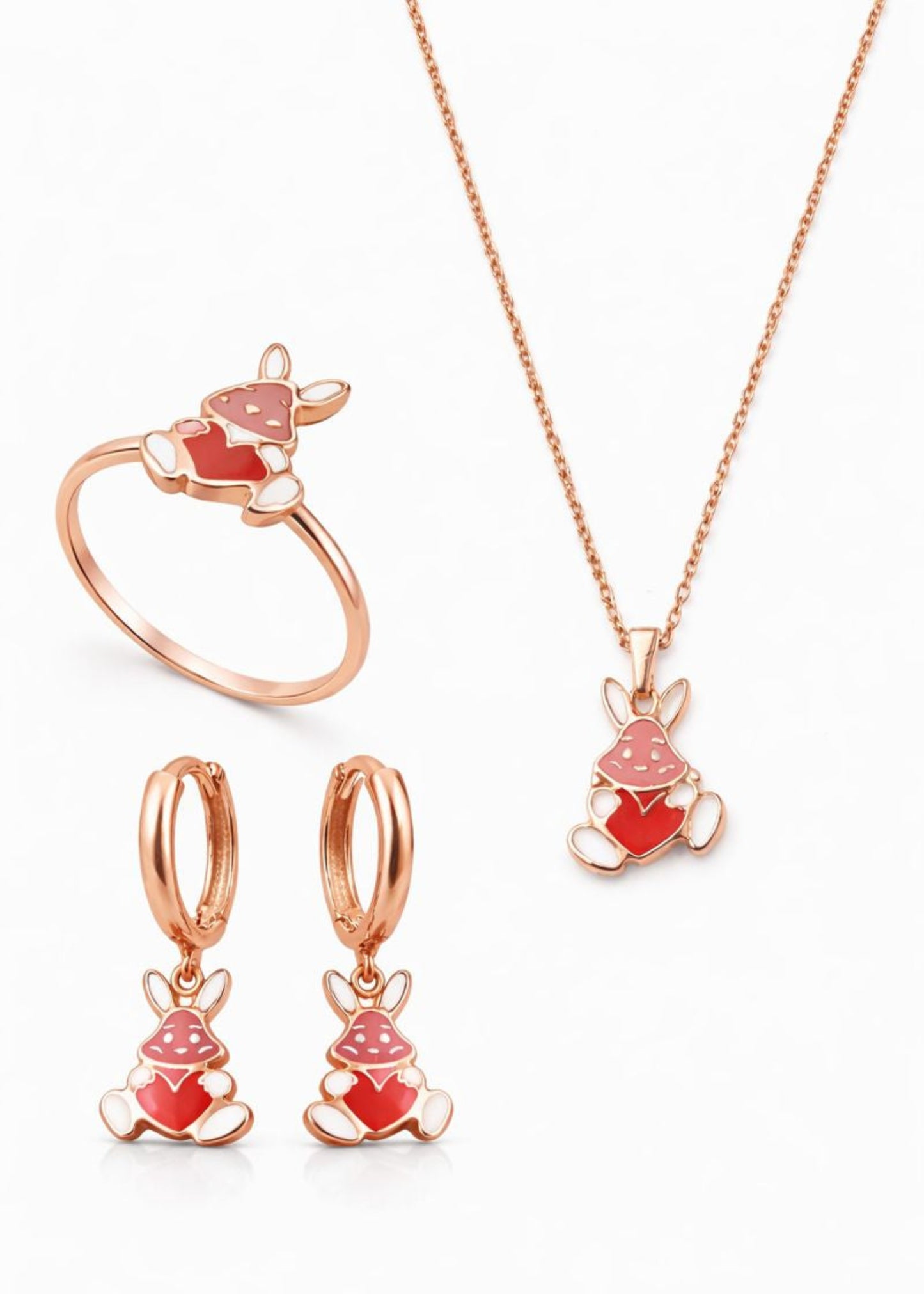 Red Bunny Hoop-925 Sterling Silver