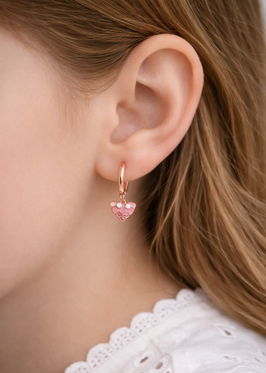 Pink Bear Hoop-925 Sterling Silver