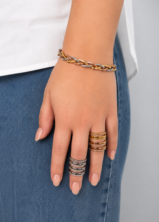 Tri-Color -925 Sterling Silver