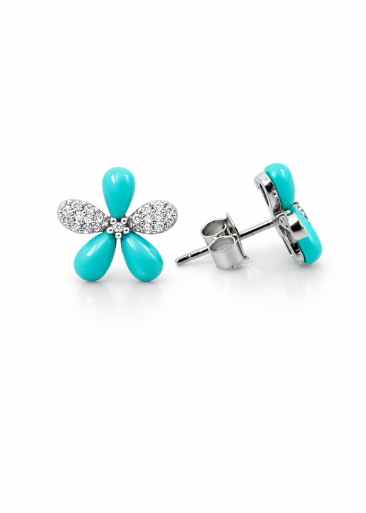Turquoise Bloom-925 Sterling Stud