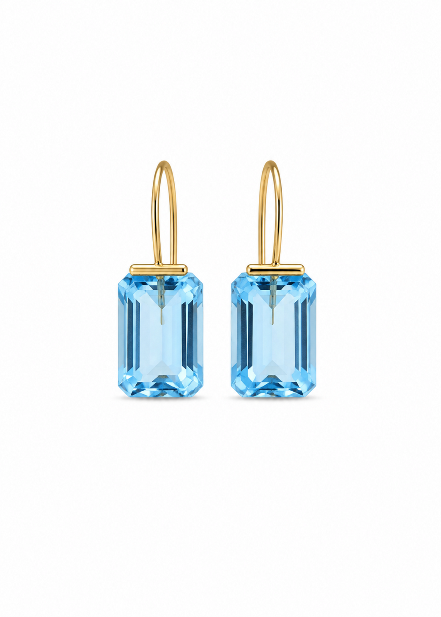 Blue Topaz Drop Earrings – 14K Gold