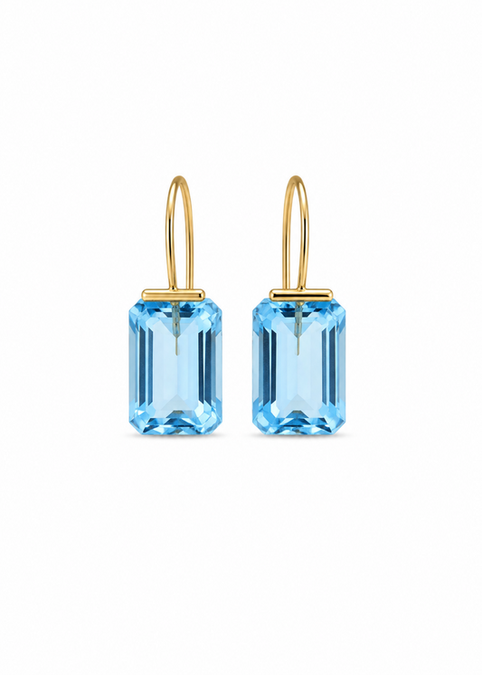 Blue Topaz Drop Earrings – 14K Gold