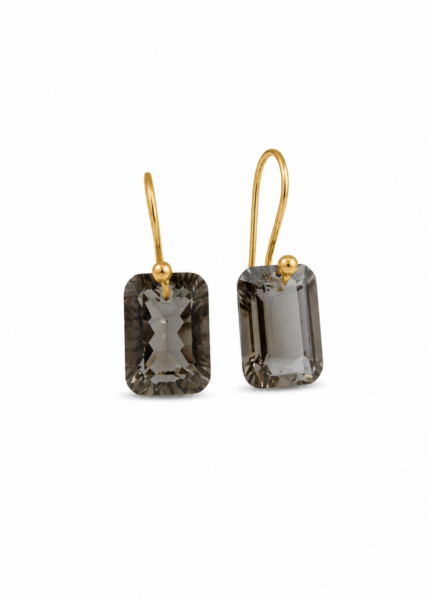 Smoky Topaz Drop Earrings – 14K Gold