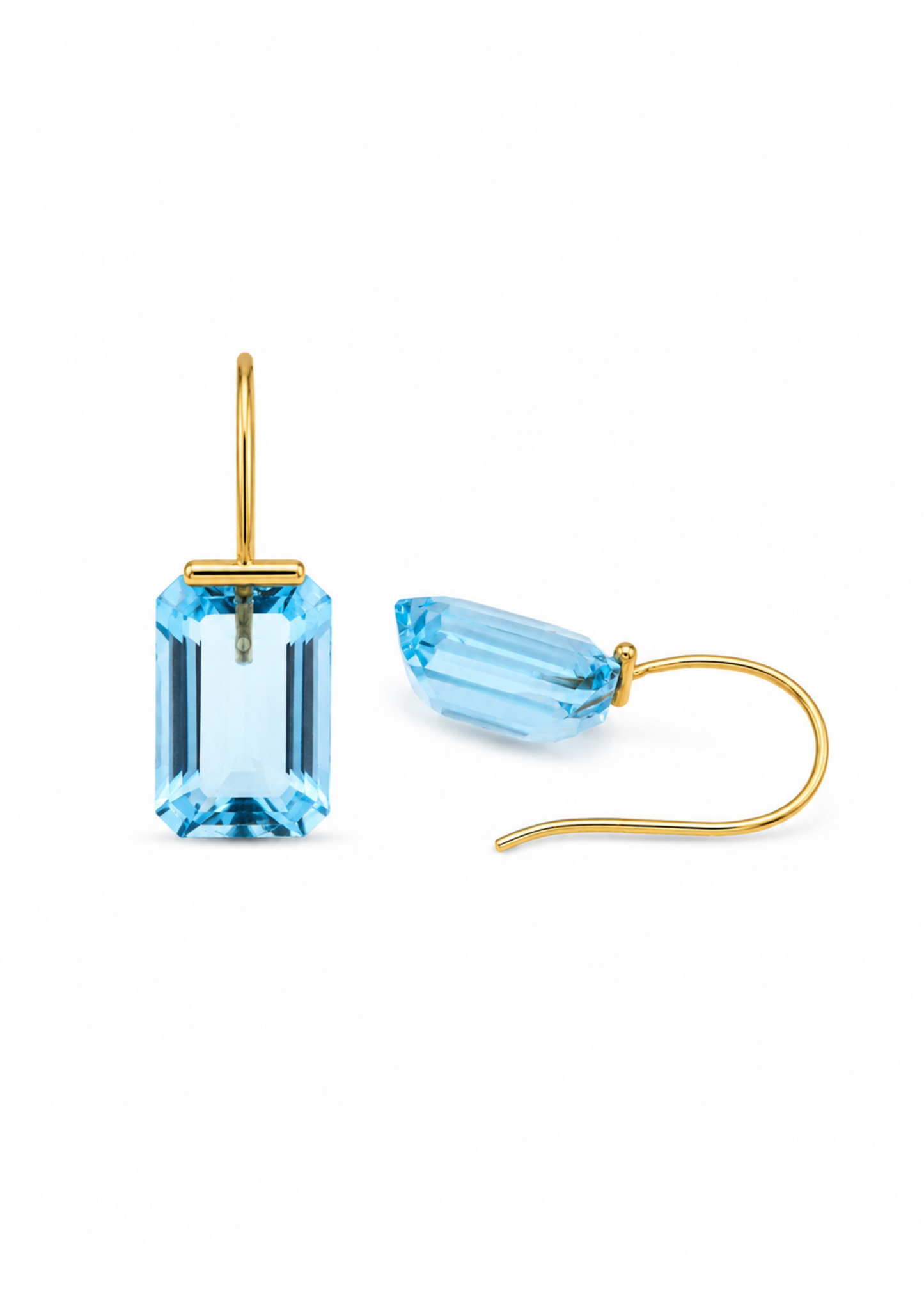 Blue Topaz Drop Earrings – 14K Gold