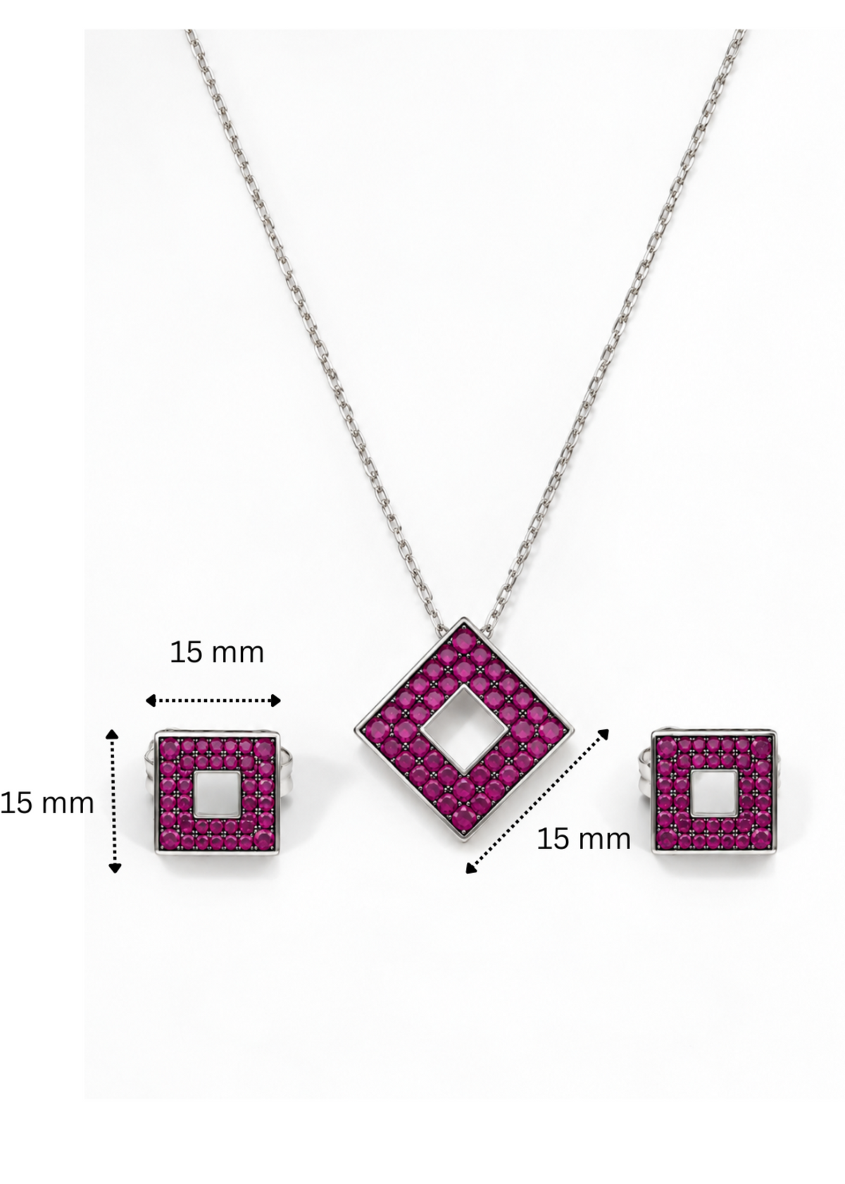 Ruby Geo Square-925 Sterling Silver