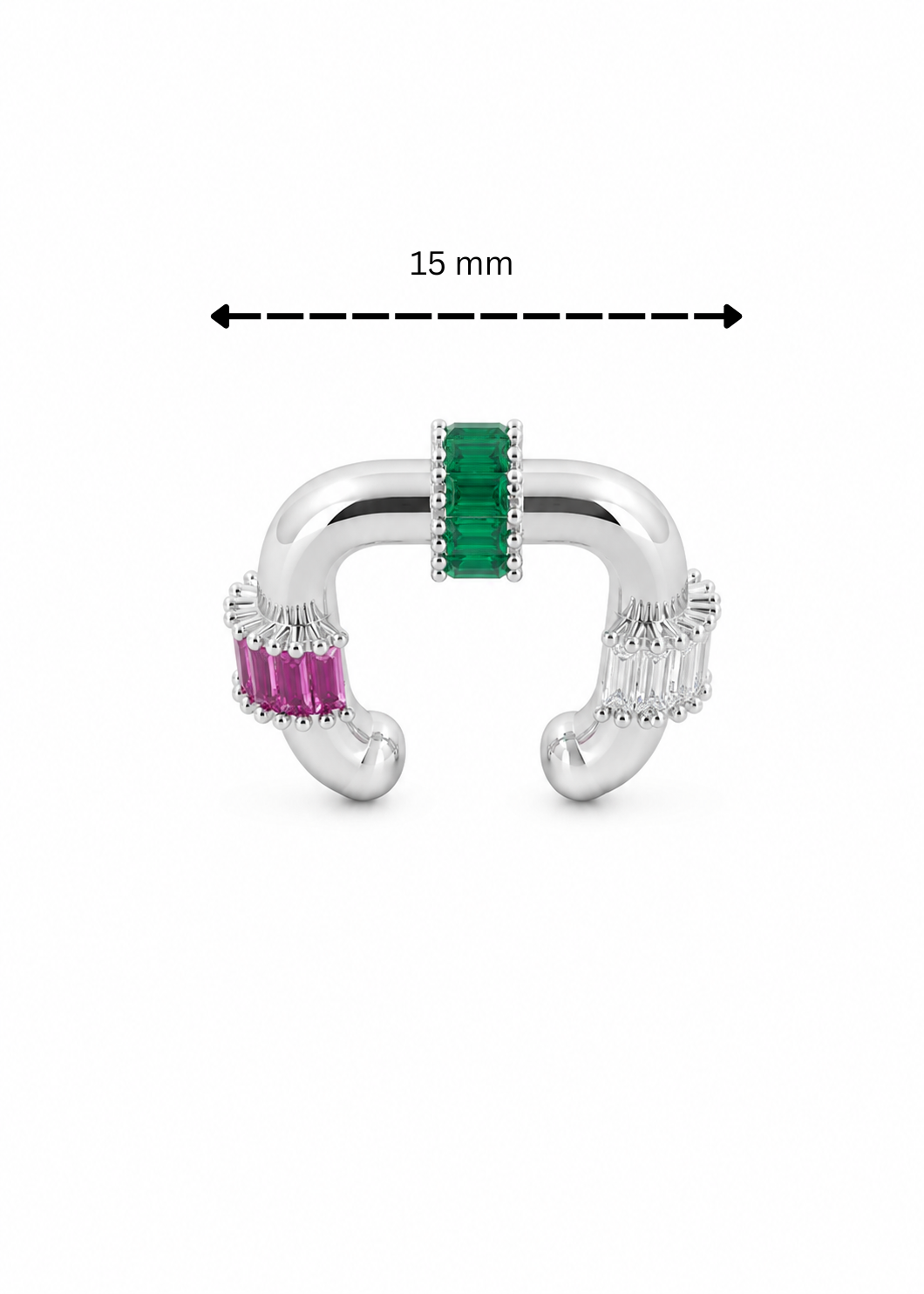 Baguette Ear Cuff-925 Sterling Silver