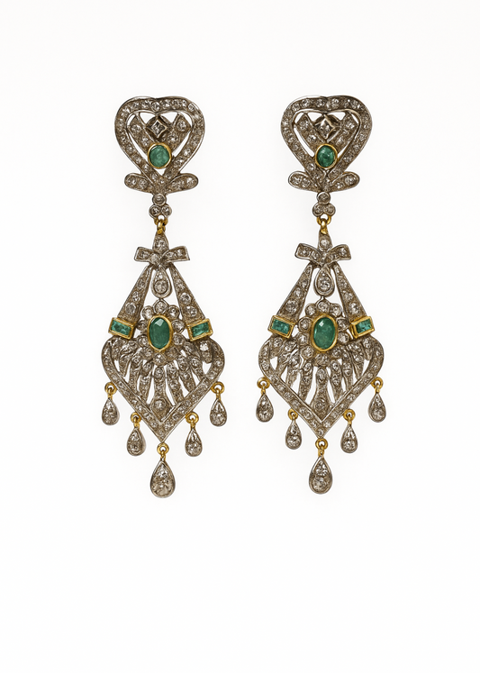 Regal Emerald Chandbali Earrings
