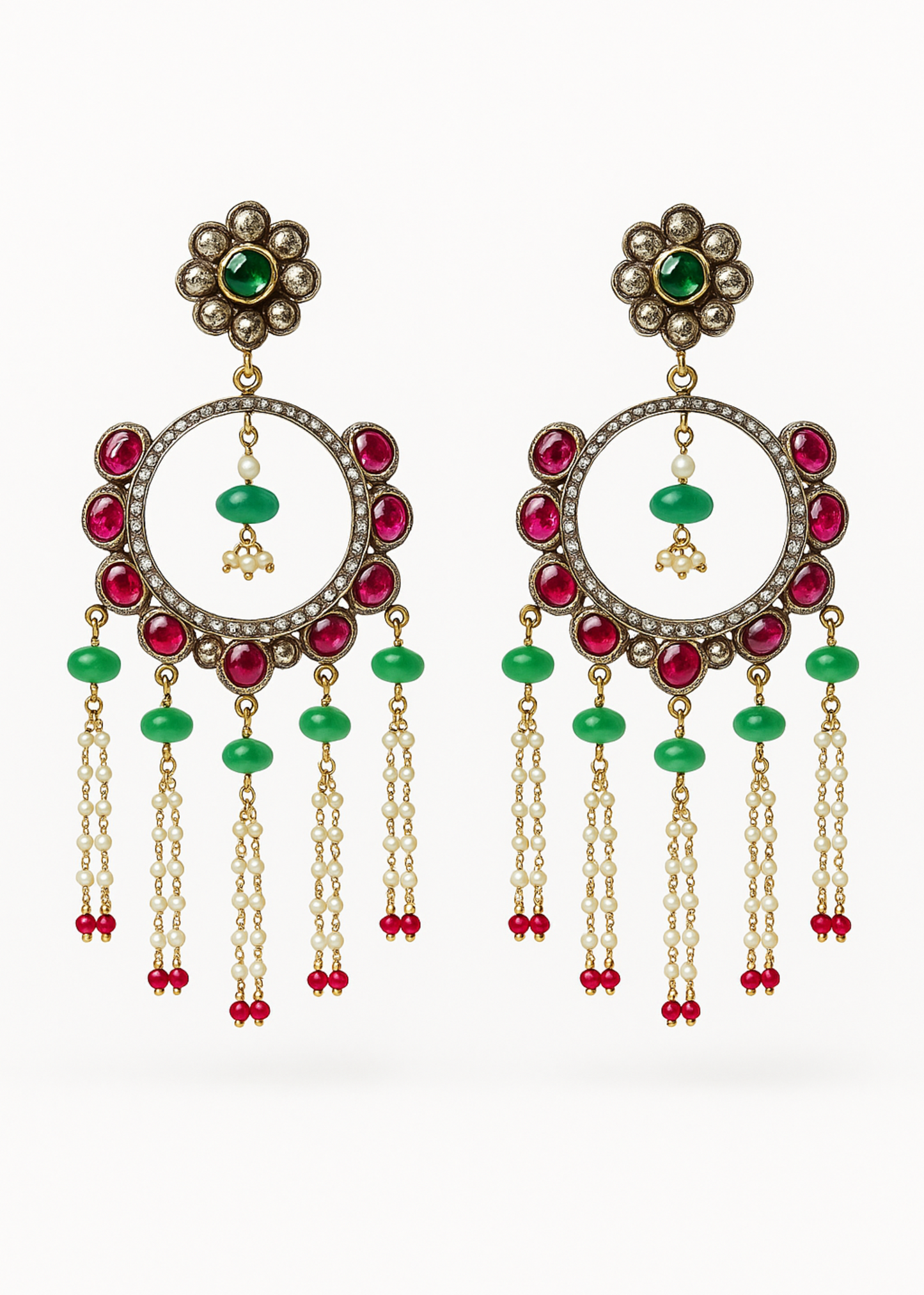 Mughal Polki Chandbali Earrings