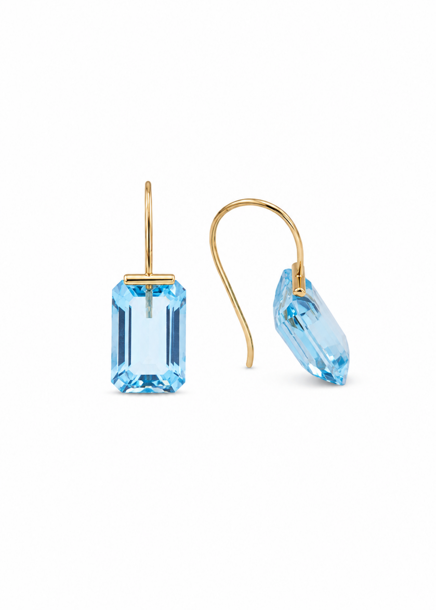 Blue Topaz Drop Earrings – 14K Gold