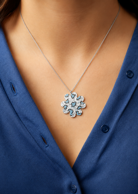 Aqua Bloom-925 Sterling Silver Necklace