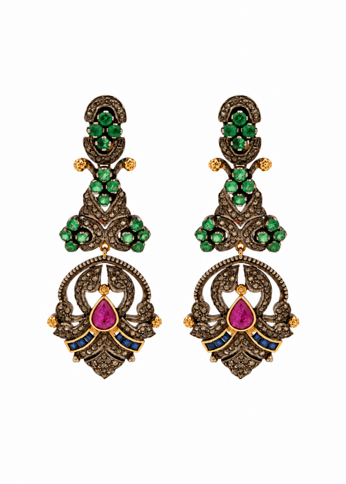 Mehrunisa Multistone Victorian Earrings