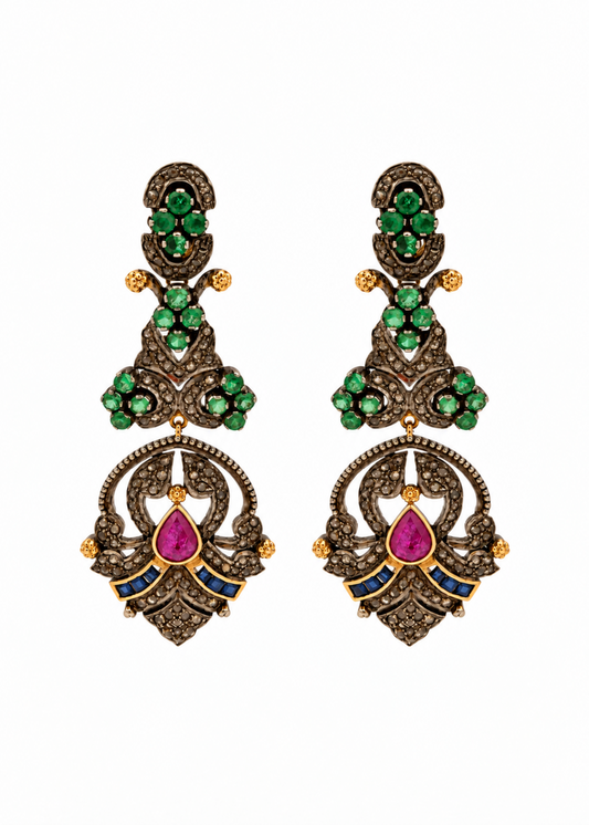 Mehrunisa Multistone Victorian Earrings