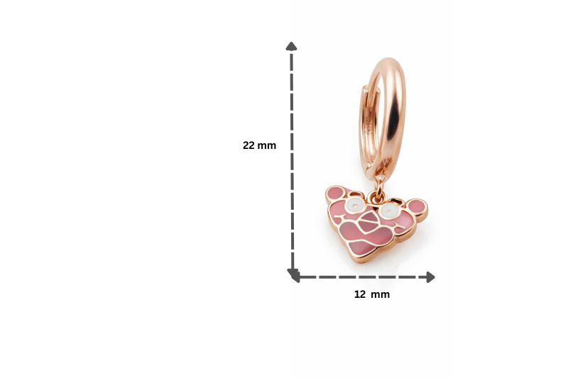 Pink Bear Hoop-925 Sterling Silver
