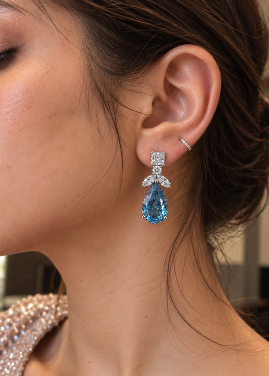 Drop Earrings-925 Sterling Silver
