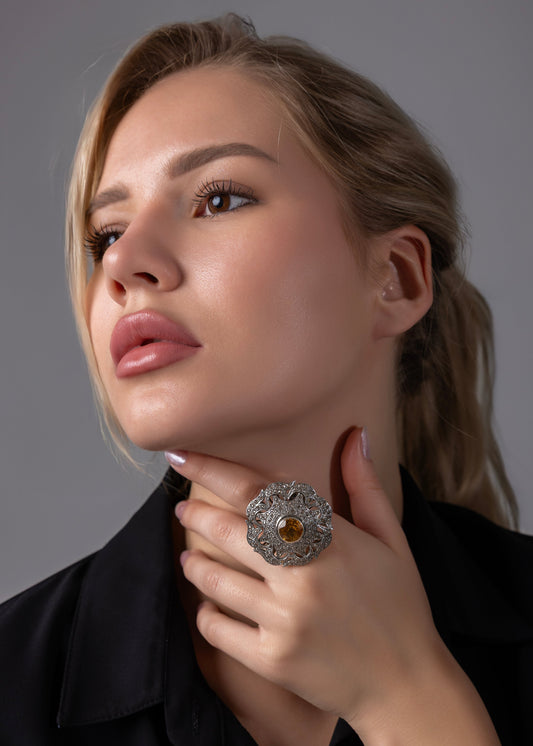Citrine Sun Aura Ring