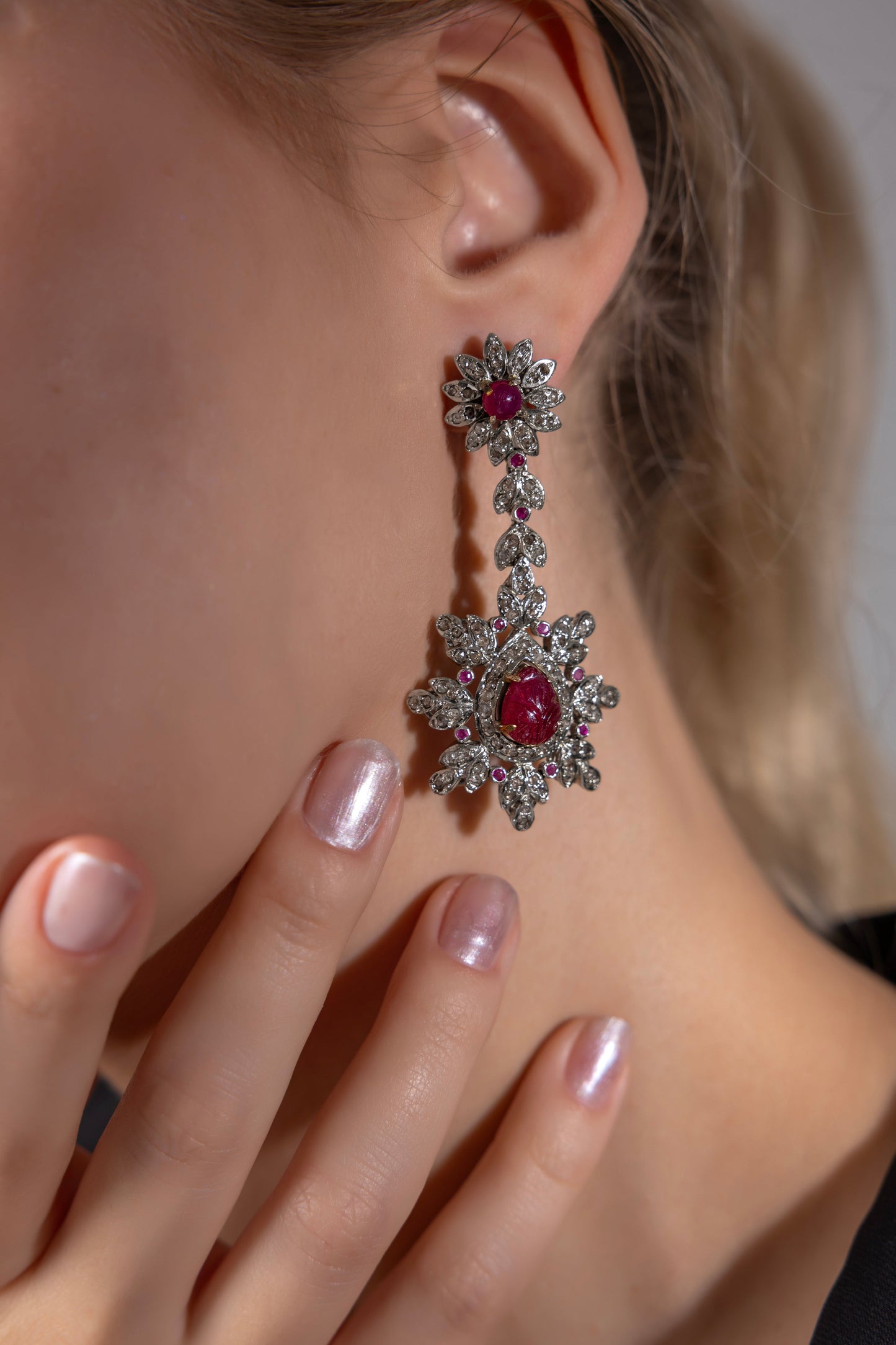 Regal Ruby Bloom Earrings