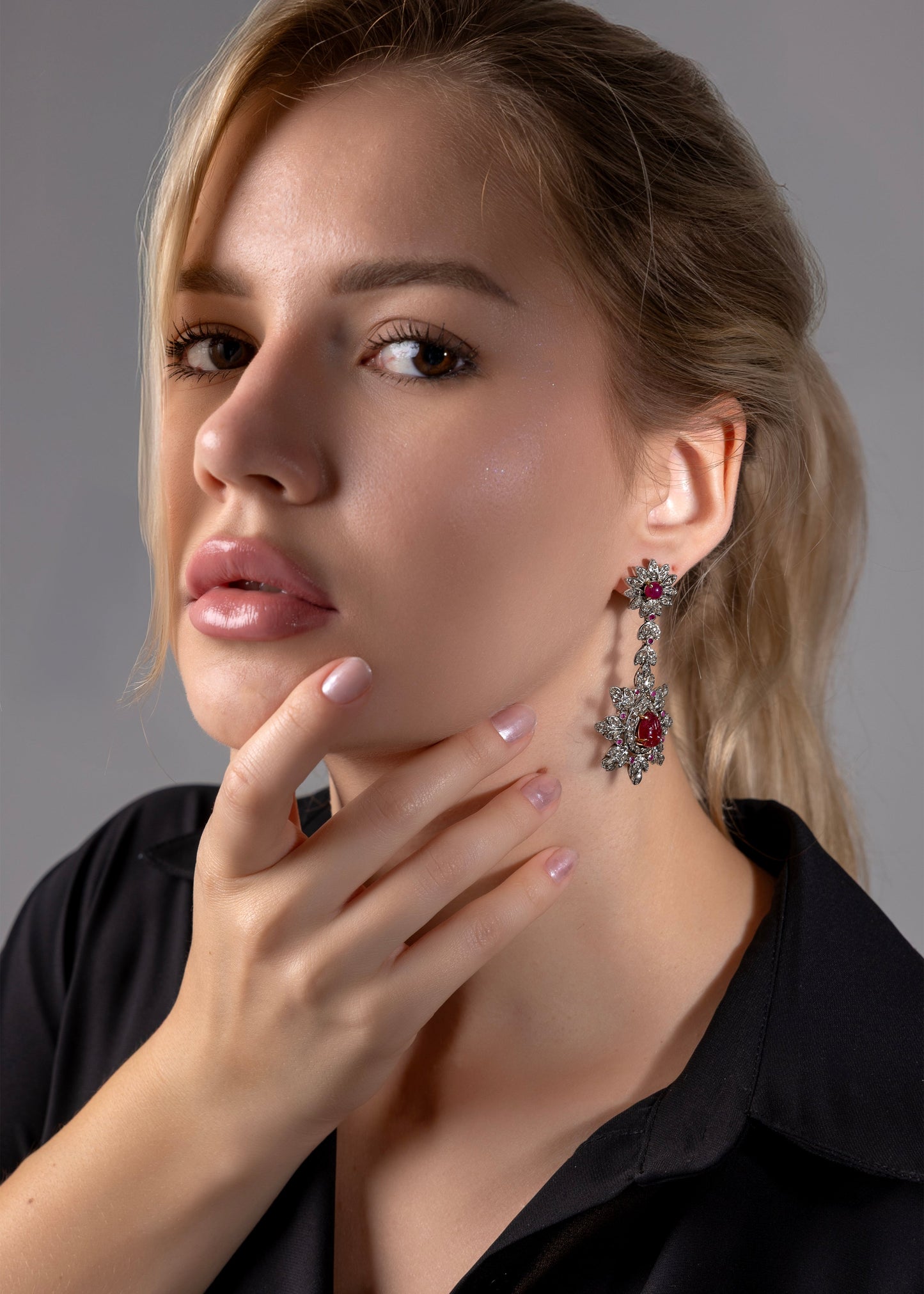 Regal Ruby Bloom Earrings