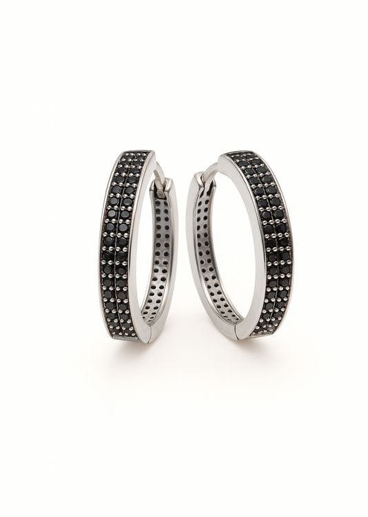 Noir Hoops-925 Sterling Silver