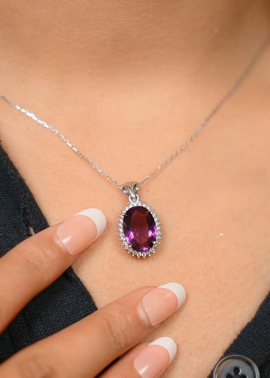 Amethyst Halo-925 Sterling Silver