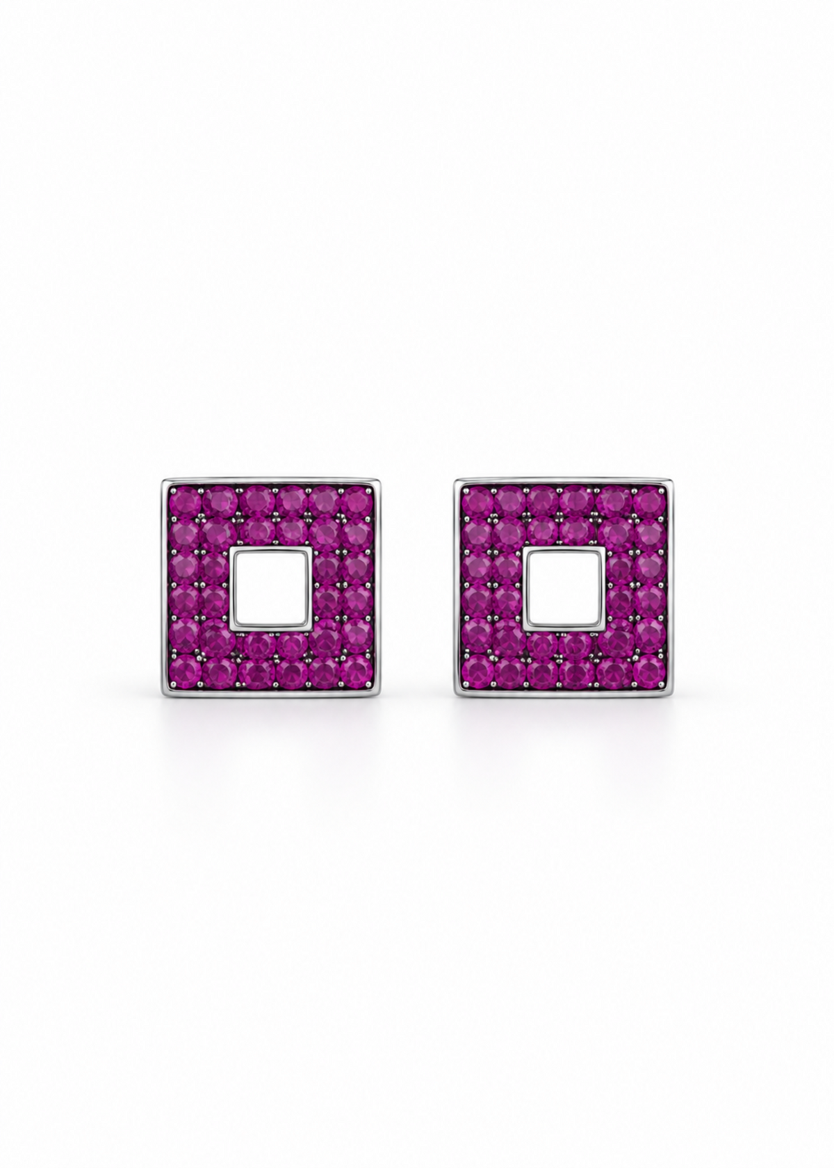Ruby Geo Square-925 Sterling Silver