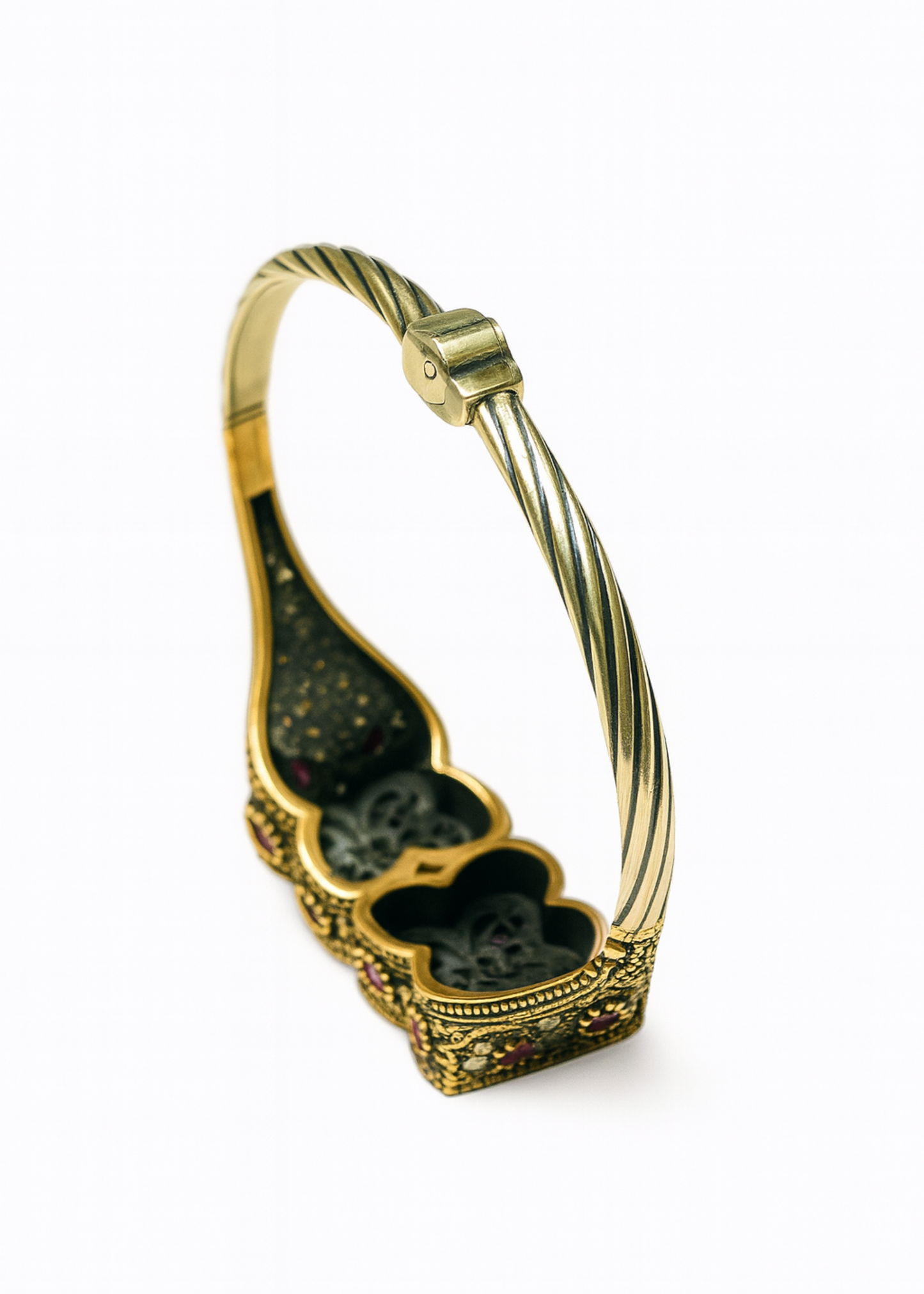 Floral Double Motif -925 Silver Bangle