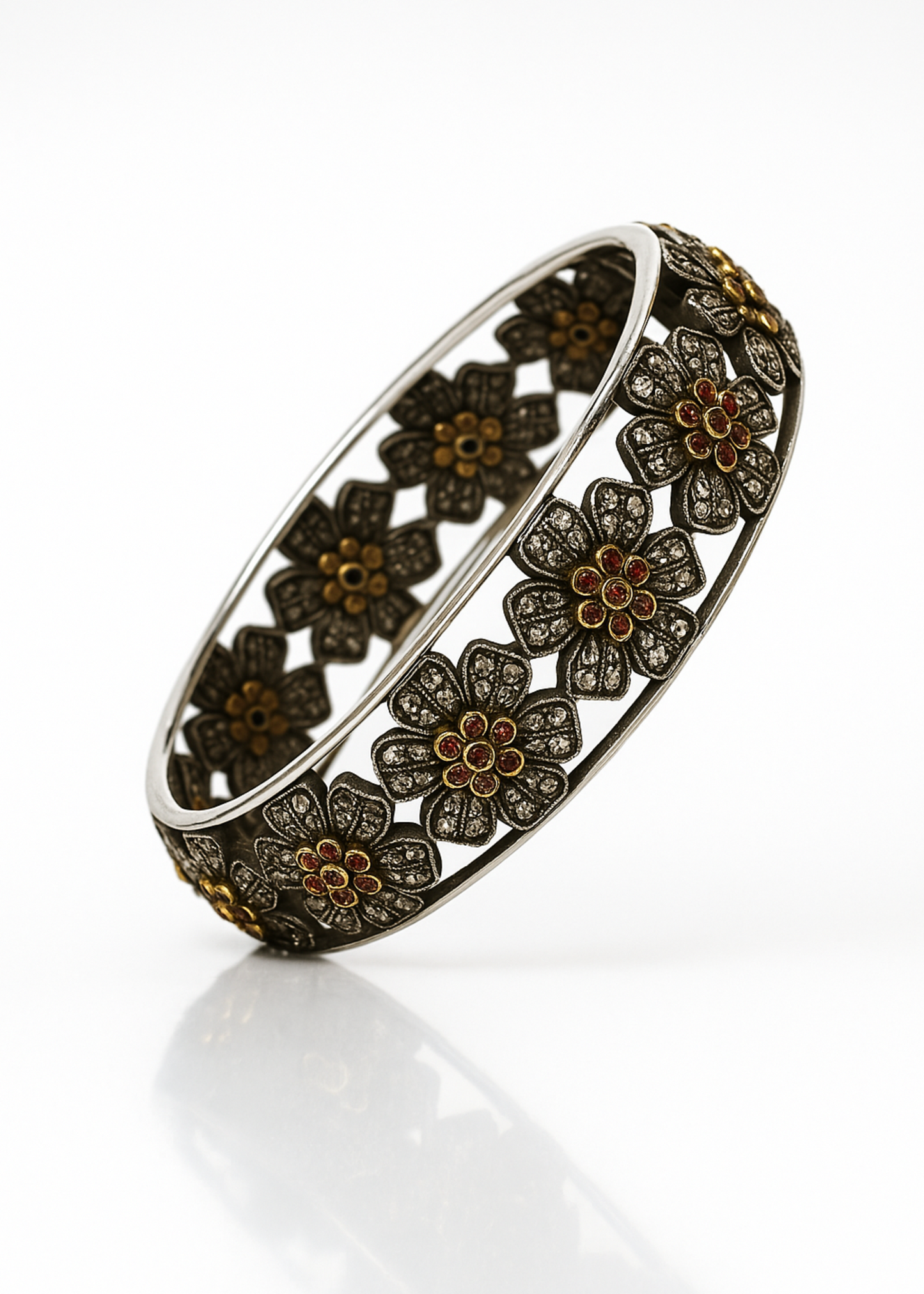 Vintage Floral Diamond Bangle