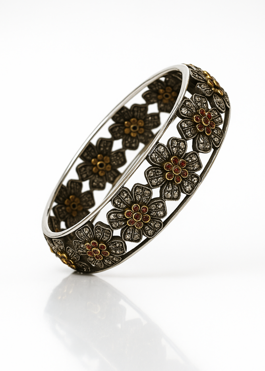 Vintage Floral Diamond Bangle