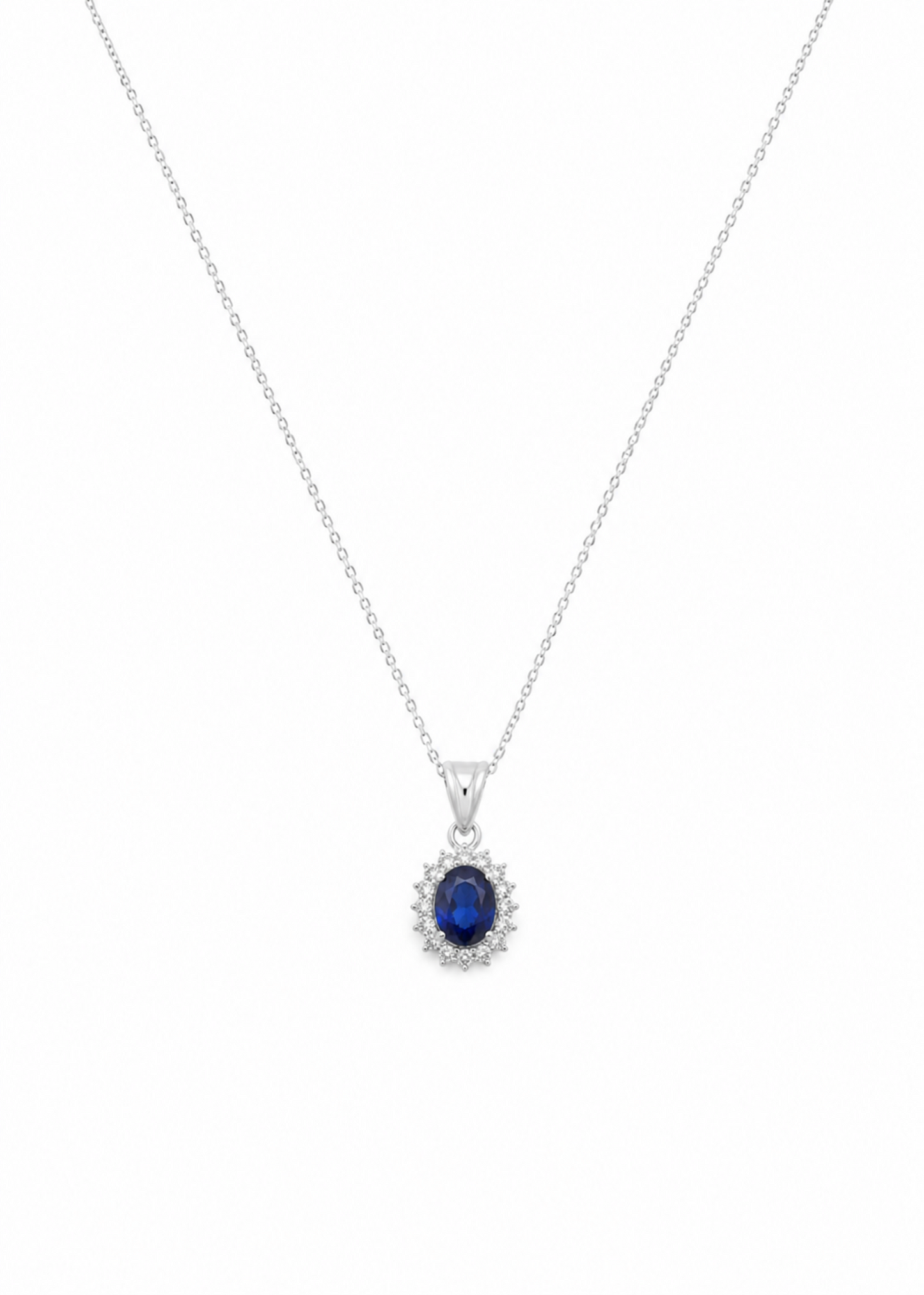 Royal Sapphire Halo – 925 Sterling Silver