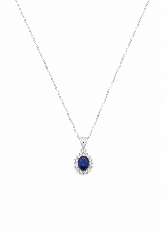 Royal Sapphire Halo – 925 Sterling Silver