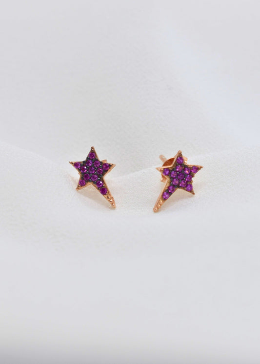 Celestial Long Tail Star Zirconia Stud Earrings – 925 Sterling Silver  | Turkish Elegance