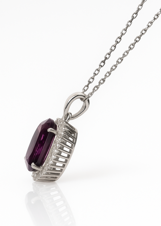 Amethyst Halo-925 Sterling Silver