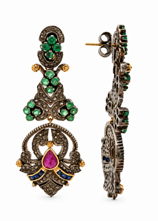 Mehrunisa Multistone Victorian Earrings