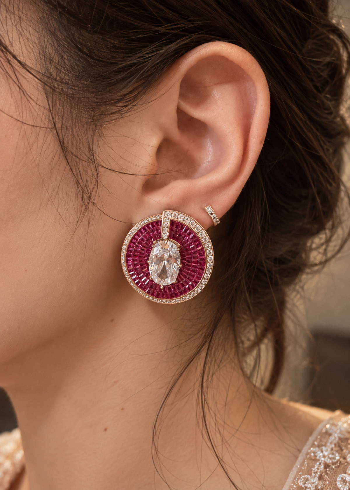 Ruby Halo-925 Sterling Silver