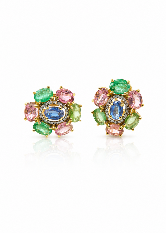 Emerald Bloom Stud Earrings