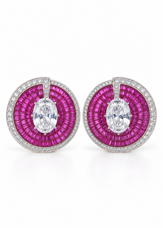 Ruby Halo-925 Sterling Silver