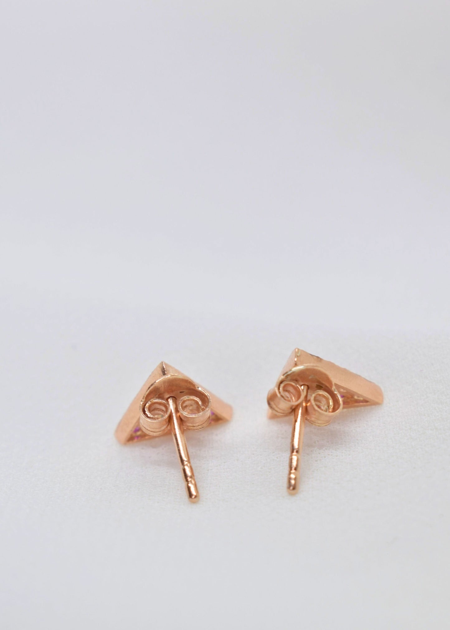 Elegant Pink Triangular Zircon Stud Earrings – 925 Sterling Silver  | Turkish Elegance